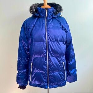 Obermeyer Ski Jacket Coat Womens XL Size 16 Blue Hooded EUC